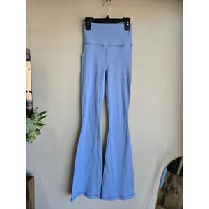 Aerie OFFLINE Real Me Ribbed High Waisted Flare Leggings Blue Small Short